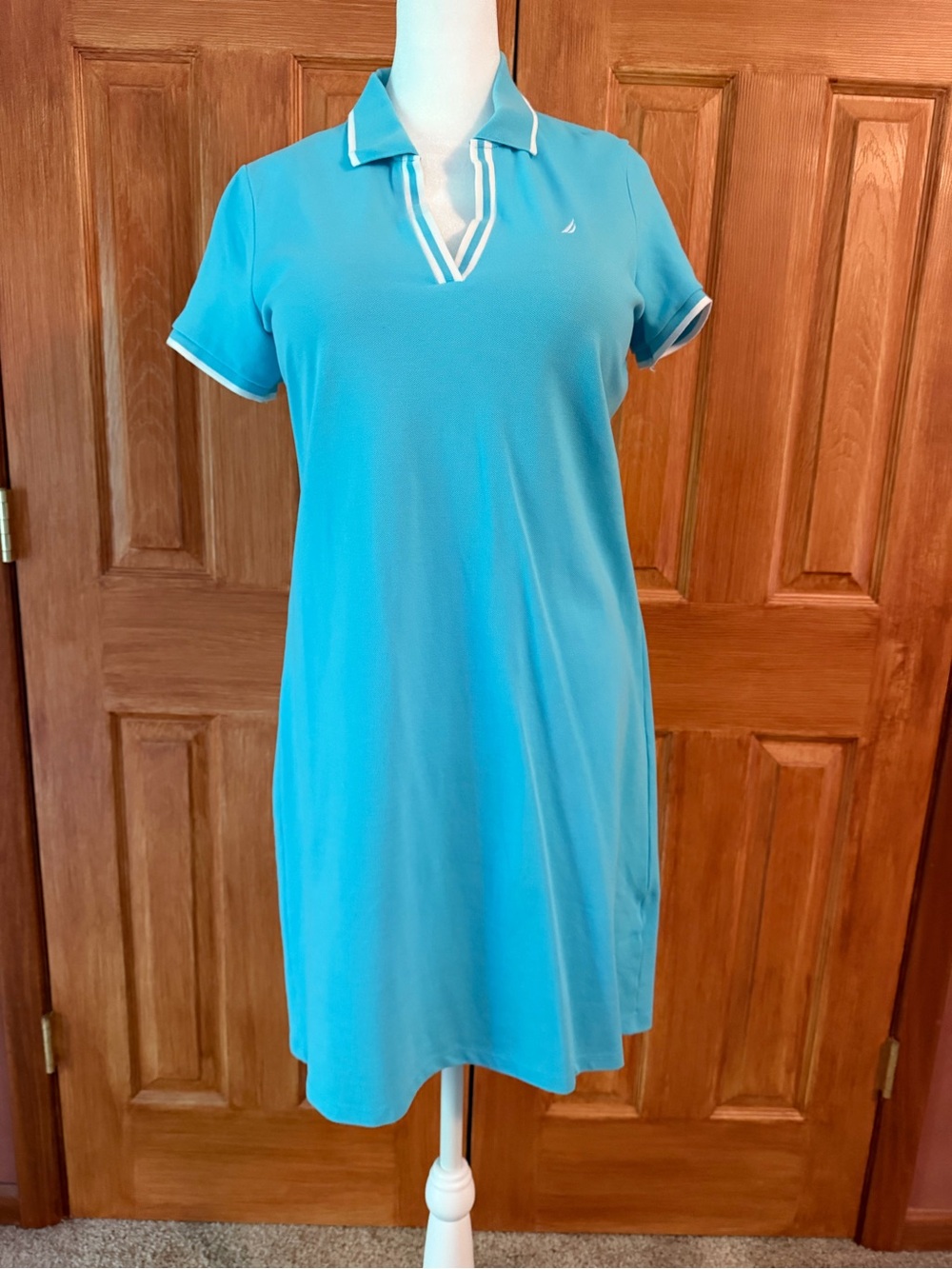 Nautica Turquoise Polo with White Trim